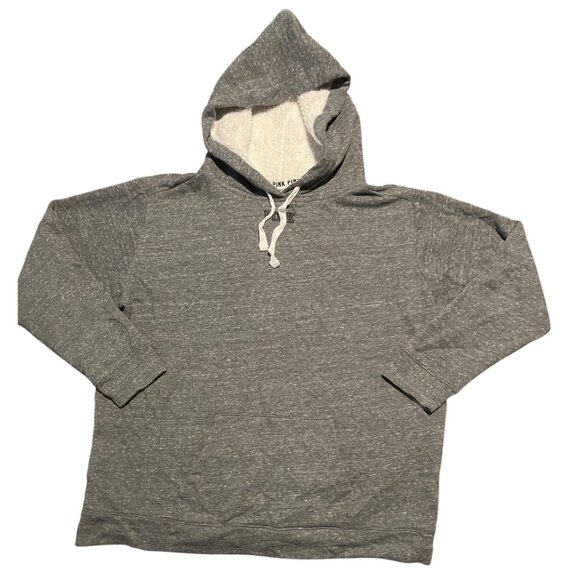 Victorias Secret PINK Gray Hooded Sweatshirt Size L Serpa lined Hood - Picture 2 of 6